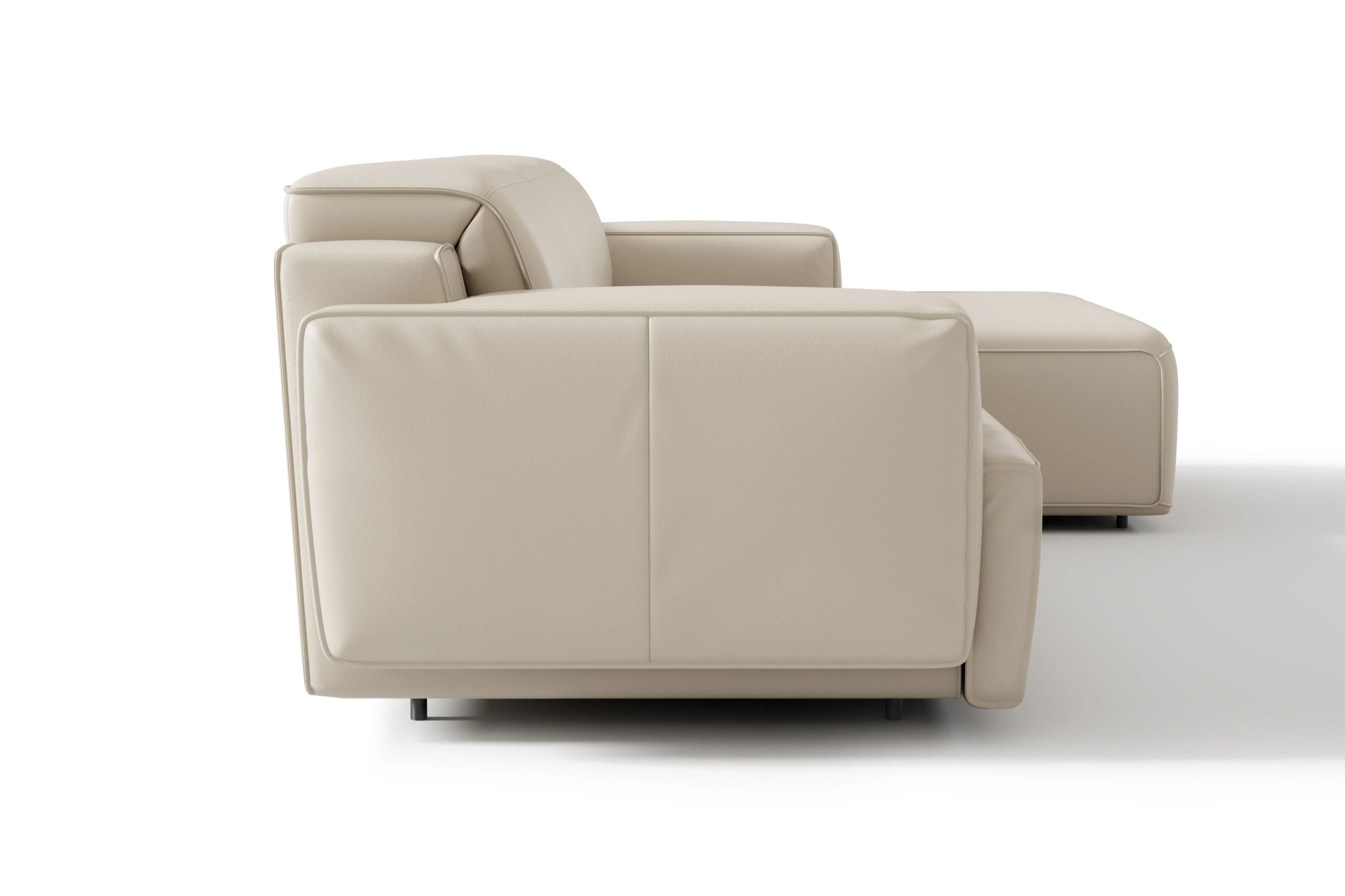 Valencia Valentina Leather Three Seats with Right Chaise Recliner Sofa, Beige