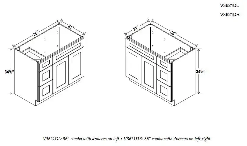 Vanity Combo Drawer Base Cabinet- Modern Lite