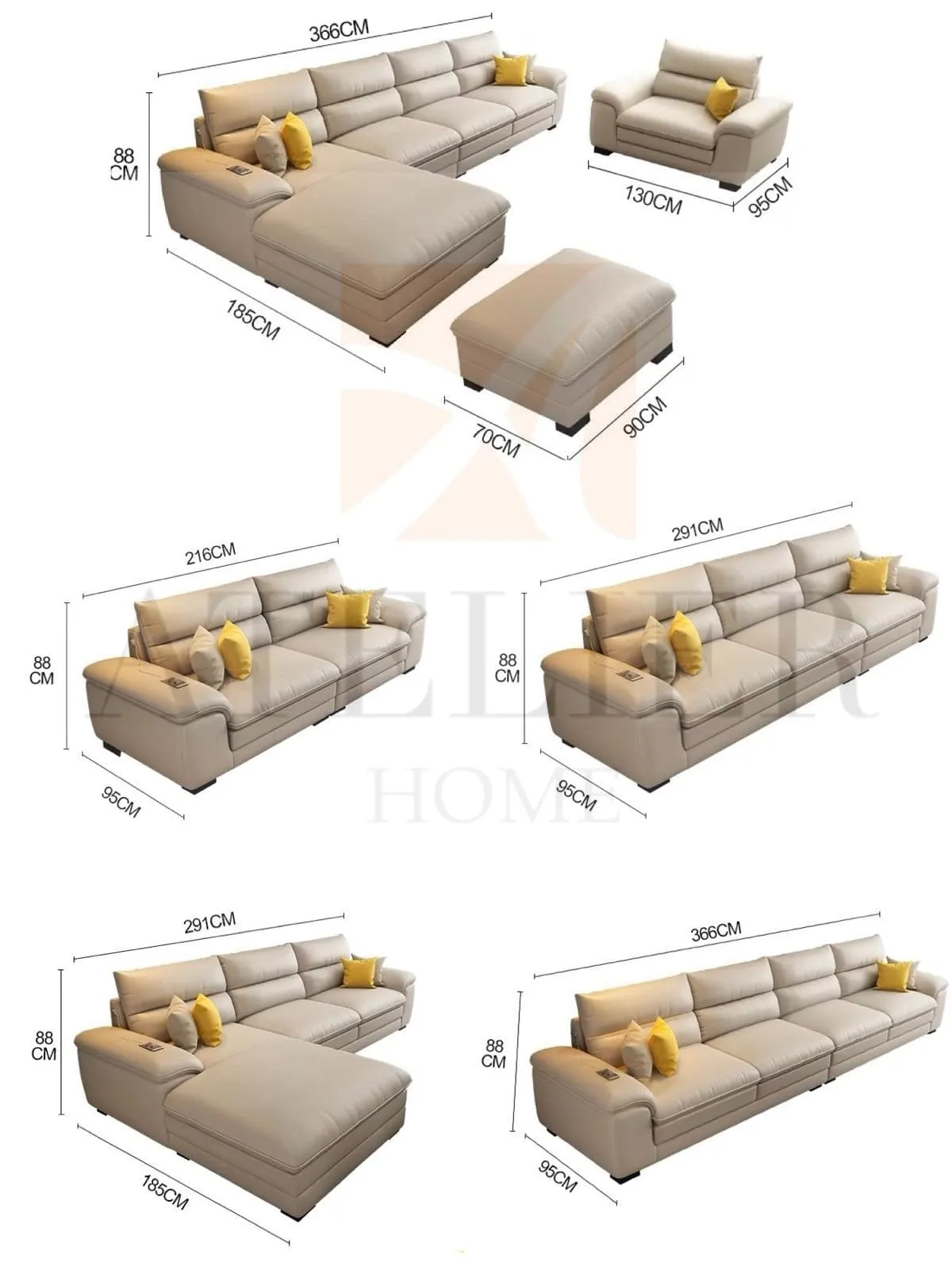 Winsley Leather Sectional Sofa