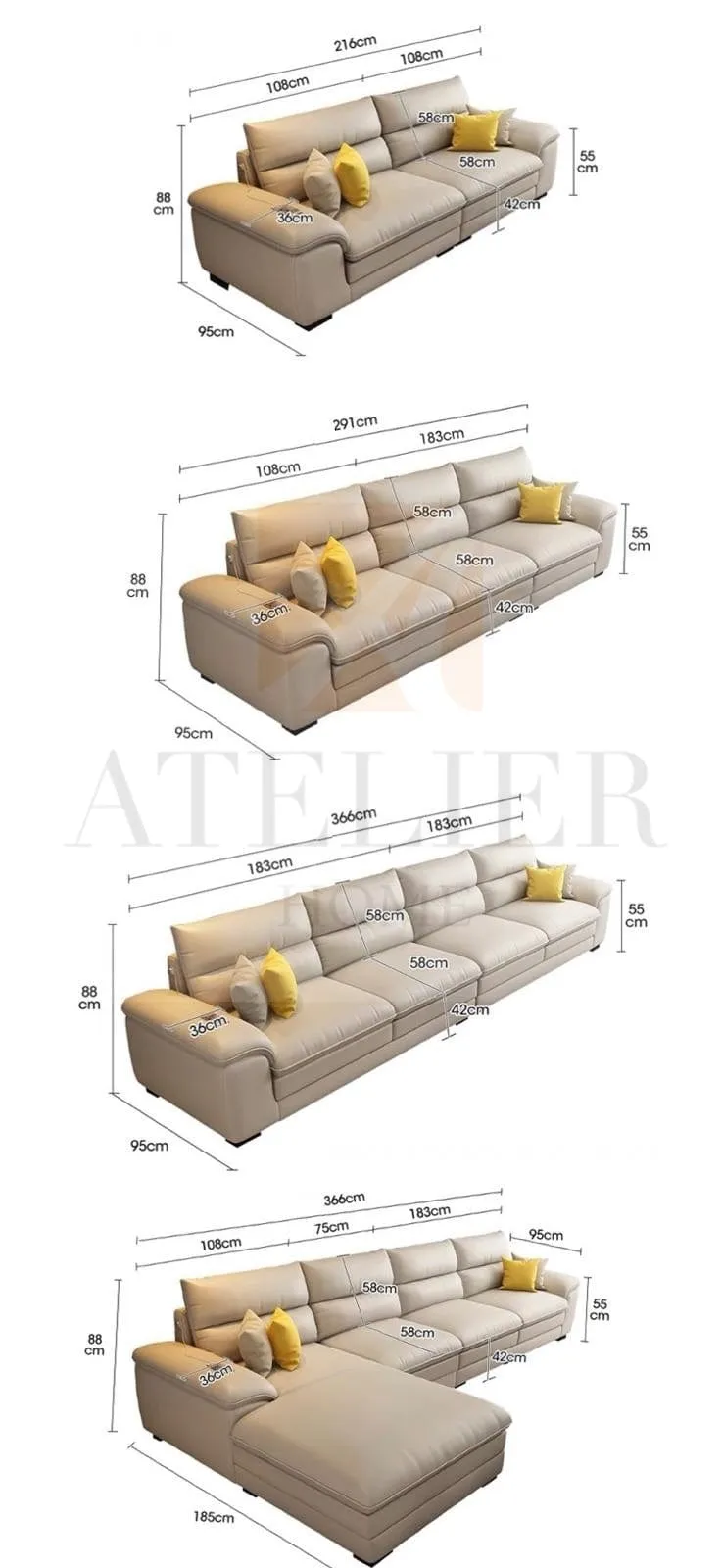 Winsley Leather Sectional Sofa