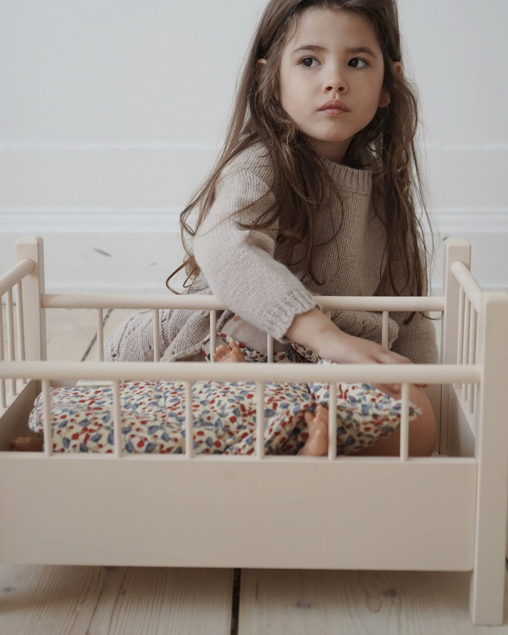 Wooden Doll Bed - Off White